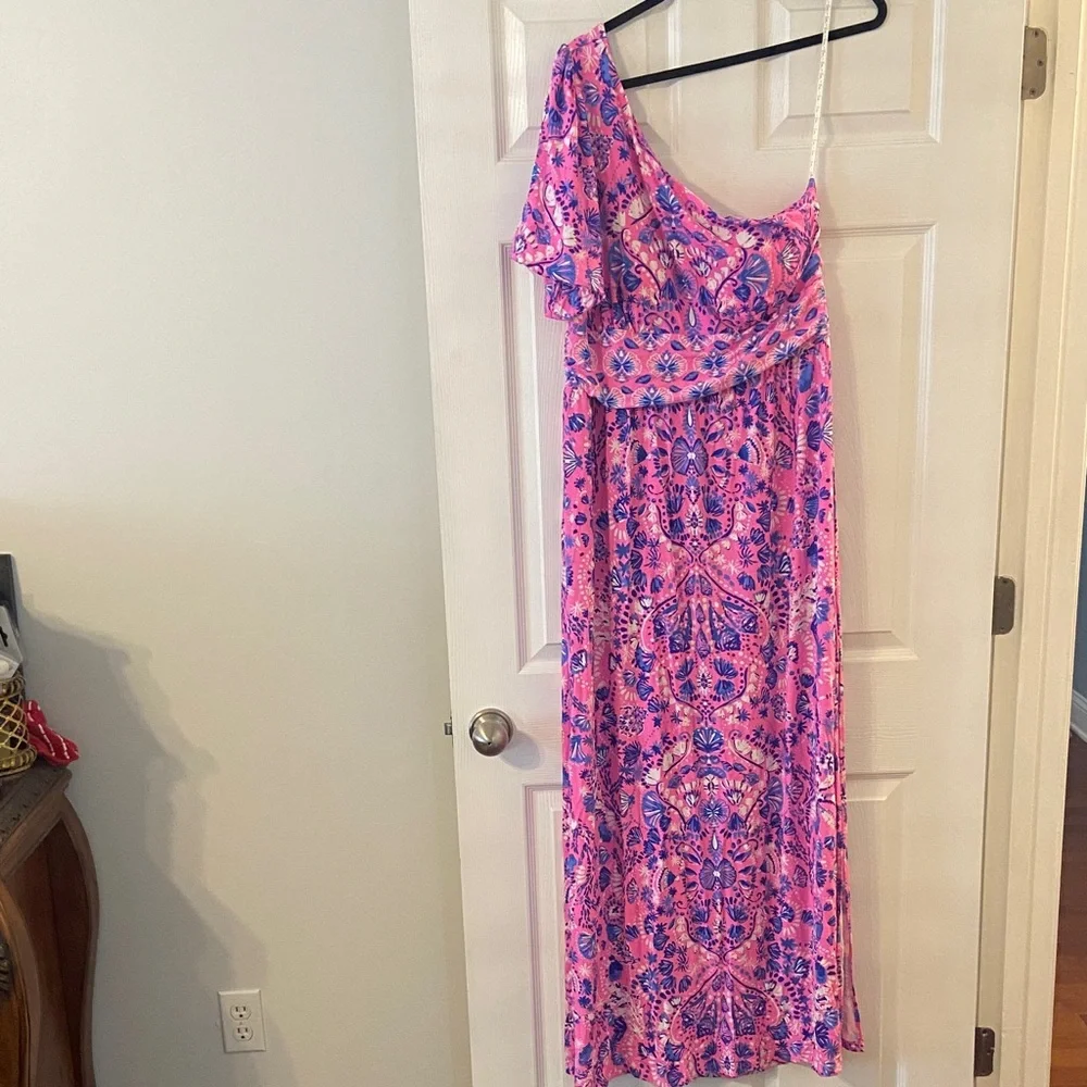 Lilly Pulitzer Maxi Vibrant Pink and Blue Dress size XL BNWOT see all photos - Picture 1 of 16
